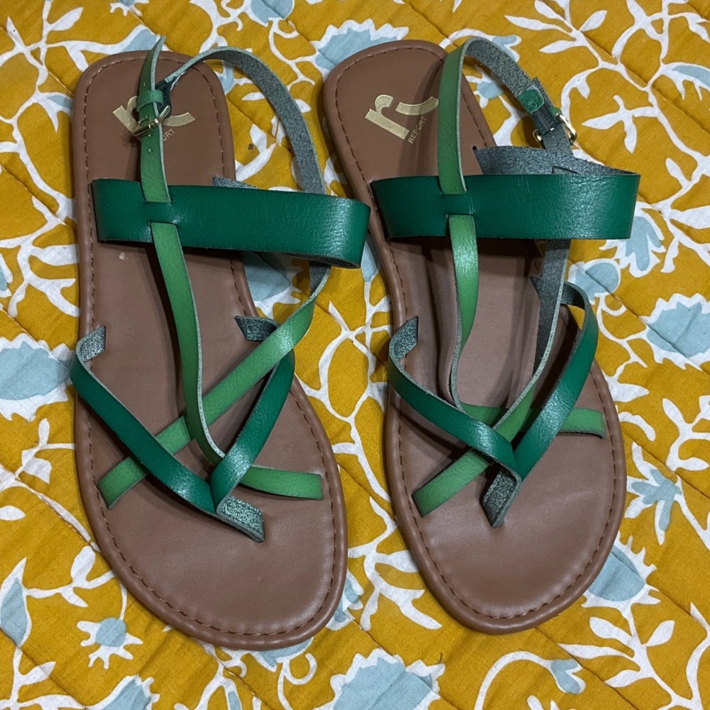 Report Two Tone Green Strappy Sandals